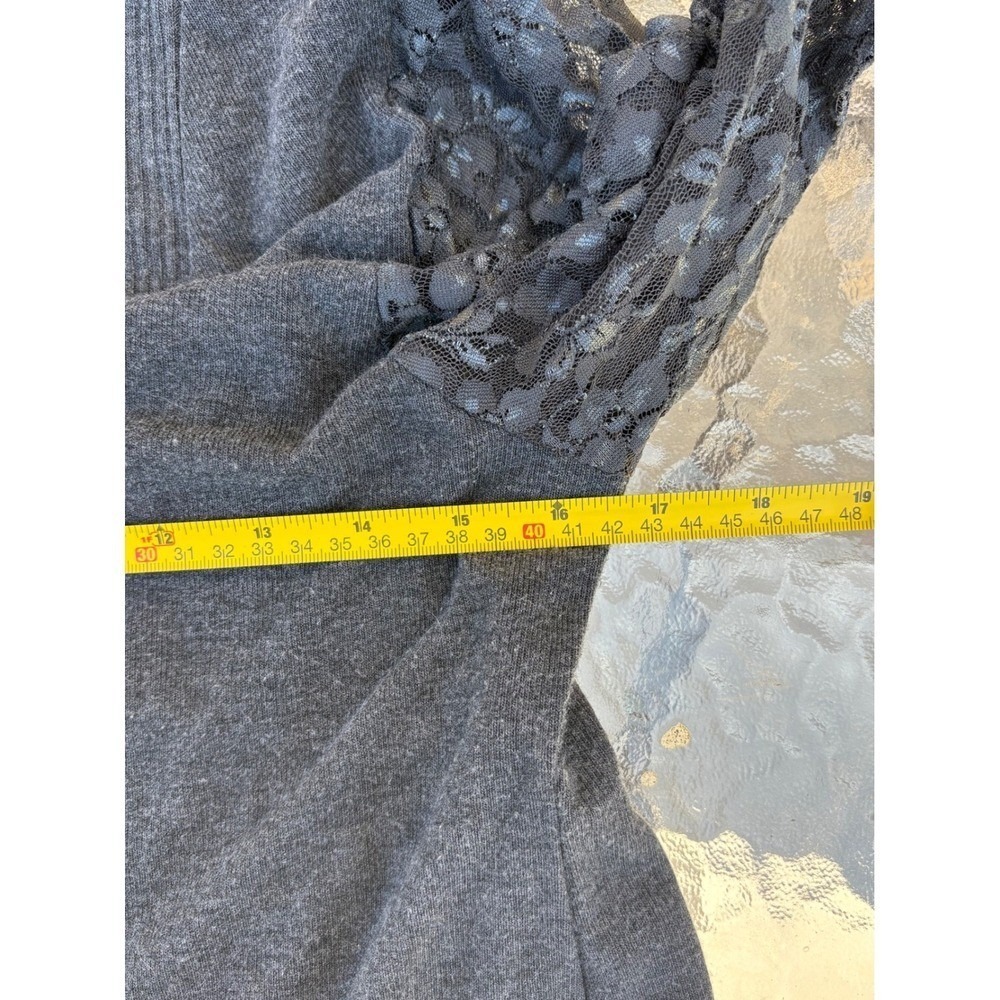 Y2K Tralilbee Gray Lace Sleeve Button Front Cardigan Sweater Large Womens #5 - Picture 5 of 5